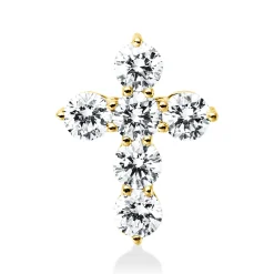 Anhänger Kreuz aus 750 Gold Gelbgold 6 Brillanten 0,42ct W-SI 8,5x11,1mm