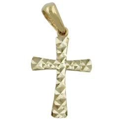 Anhänger Kreuz aus 375 Gold Gelbgold 15x11mm diamantiert Goldschmuck
