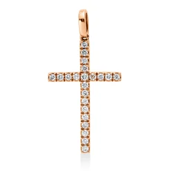 Anhänger Kreuz aus 585 Gold Rotgold 22 Brillanten 0,32ct W-SI 31,8x16mm