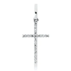 Anhänger Kreuz aus 750 Gold Weißgold 21 Diamanten 0,05ct TW-SI 21x9,7mm mit Öse