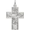 Anhänger Kreuz aus 925 Silber rhodiniert mattiert strukturiert 33,8x22,6mm