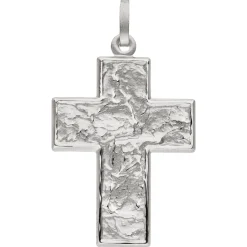 Anhänger Kreuz aus 925 Silber rhodiniert mattiert strukturiert 33,8x22,6mm