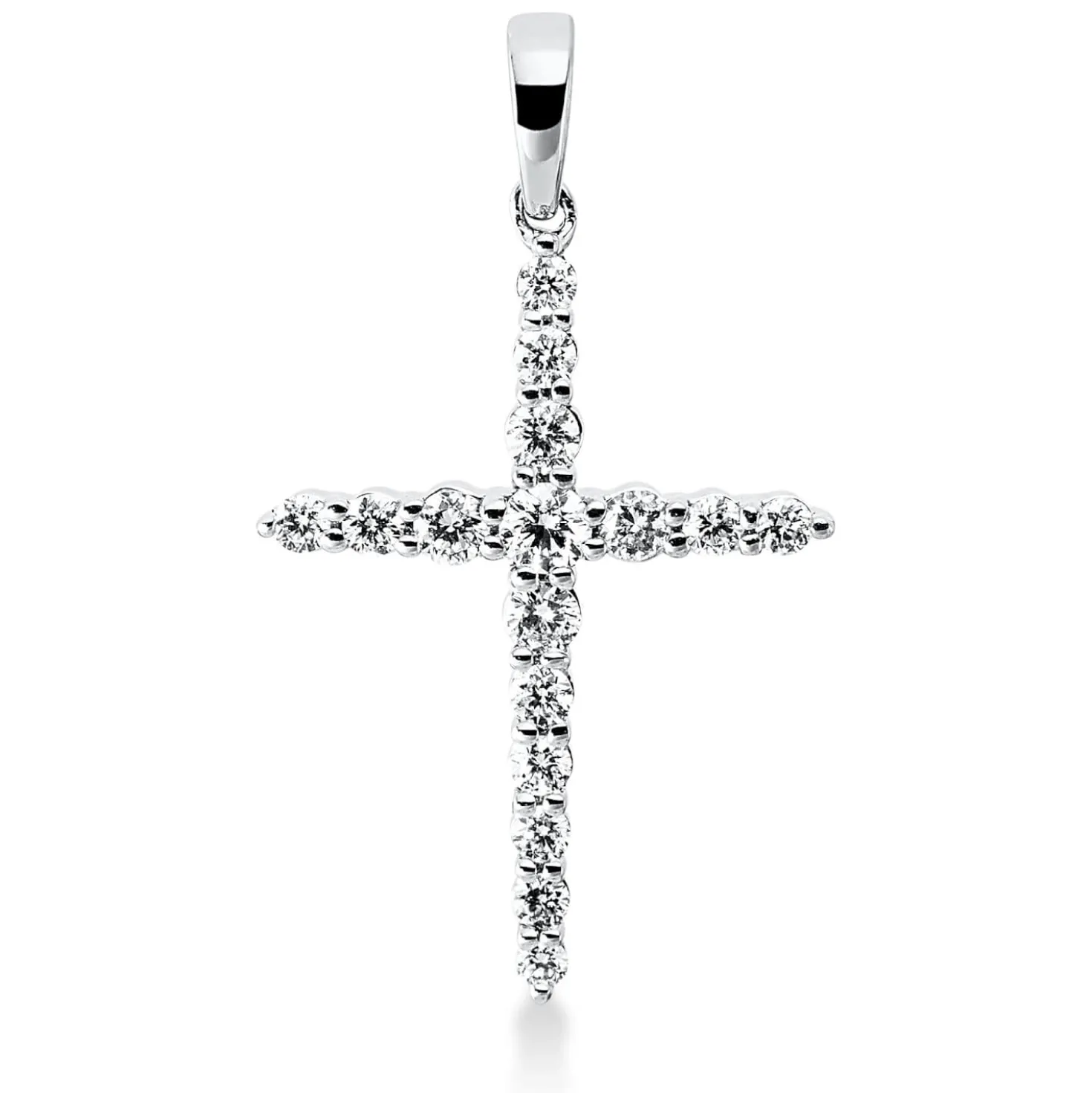 Anhänger Kreuz aus 750 Weißgold 16 Brillanten 0,28ct TW-SI 21,9x13,8mm mit Öse