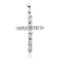 Anhänger Kreuz aus 750 Weißgold 11 Brillanten 2,11ct TW-SI 34,5x19,9mm mit Öse