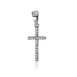 Anhänger Kreuz aus 750 Weißgold 20 Brillanten 0,04ct TW-SI 12,2x6,5mm mit Öse