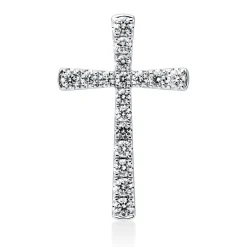 Anhänger Kreuz aus 750 Weißgold 17 Brillanten 0,55ct TW-VSI/SI 25,1x16mm