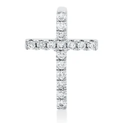 Anhänger Kreuz aus 750 Weißgold 16 Brillanten 0,05ct W-SI 9,9x6,9mm