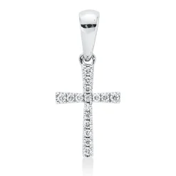 Anhänger Kreuz aus 750 Weißgold 16 Brillanten 0,06ct W-SI 16,5x7,2mm mit Öse