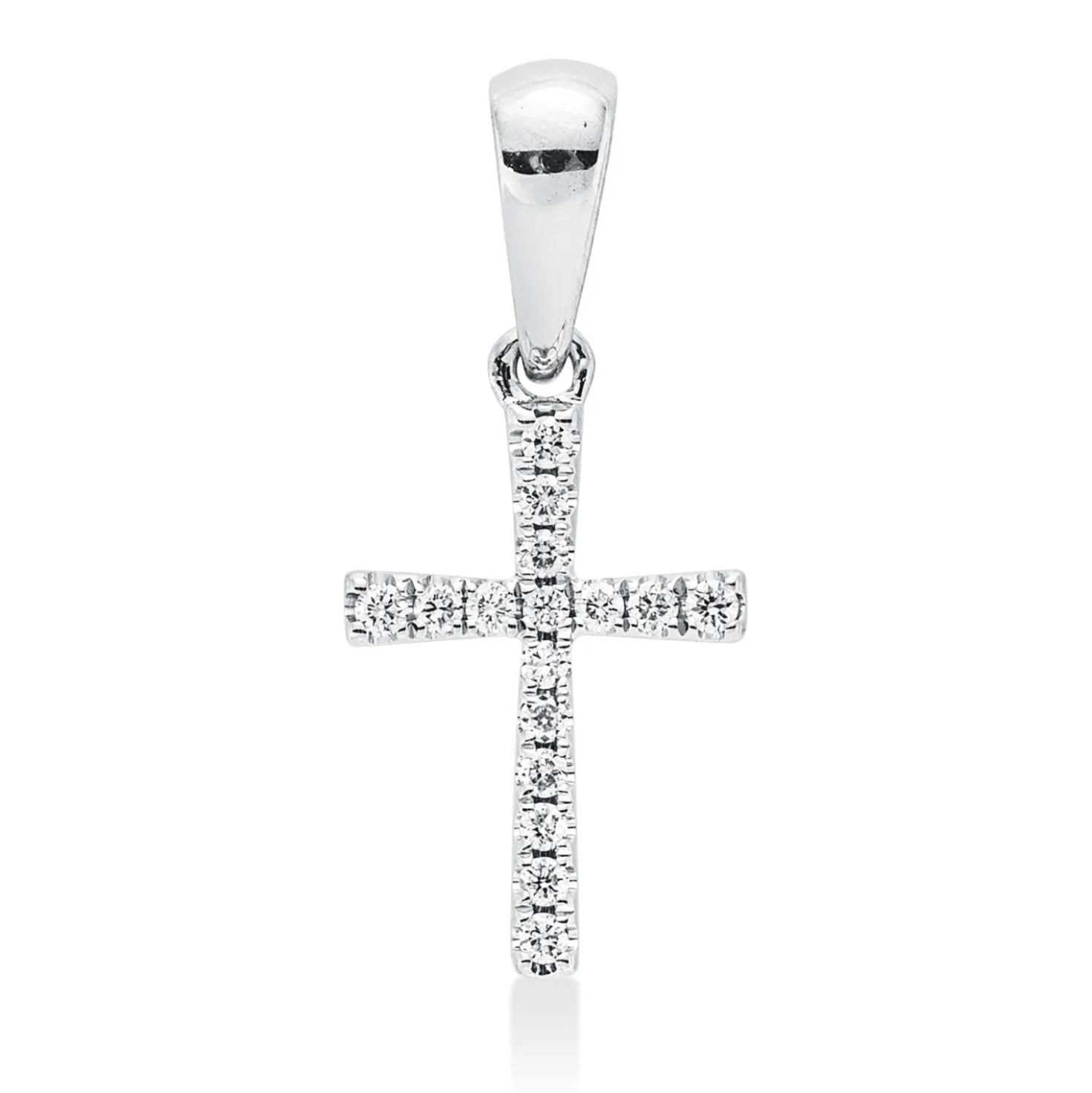Anhänger Kreuz aus 750 Weißgold 16 Brillanten 0,06ct W-SI 16,5x7,2mm mit Öse