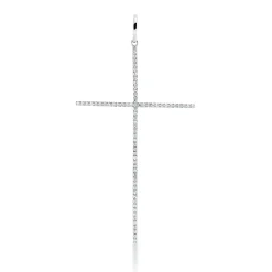 Anhänger Kreuz aus 750 Weißgold 71 Brillanten 0,15ct W-SI 45,8x24mm mit Öse