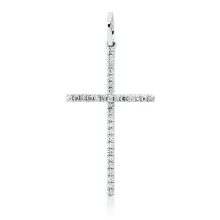Anhänger Kreuz aus 750 Weißgold 34 Diamanten 0,08ct TW-PI 25,6x12,2mm mit Öse
