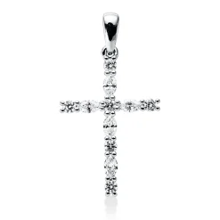 Anhänger Kreuz aus 750 Weißgold 11 Diamanten 0,5ct TW-VSI/SI 27,9x15,4mm mit Öse