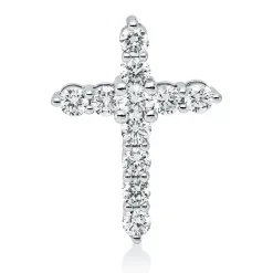 Anhänger Kreuz aus 585 Weißgold 11 Diamanten 0,34ct W-SI/PI 14,8x11mm