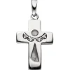 Anhänger Kreuz mit Engel Schutzengel Silhouette 925 Silber mit 4 Zirkonia