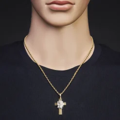 Anhänger Kreuz mit Jesus 32,5x21,5mm 585 Gold Gelbgold & Weißgold bicolor