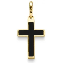 Anhänger Kreuz mit Onyx schwarz 24,5x12mm 585 Gold Gelbgold schlicht
