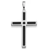 Anhänger Kreuz mit Onyx schwarz 47x24,5mm 585 Gold Weißgold glänzend schlicht