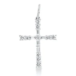 Anhänger Kreuz 750 Weißgold 25 Diamanten Fanatsy-Schliff 0,49ct TW-SI 26,8x15,8mm