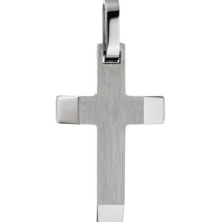 Anhänger Kreuz 25x14,9mm aus Edelstahl teilmattiert teilglänzend Kreuzanhänger