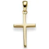 Anhänger Kreuz 25x12mm aus 585 Gold Gelbgold Halsschmuck schlicht massiv