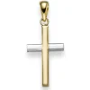 Anhänger Kreuz 24x10,5mm aus 585 Gold Gelbgold & Weißgold bicolor