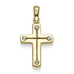 Anhänger Kreuz 26x13,5mm aus 585 Gold Gelbgold & Weißgold schlicht massiv