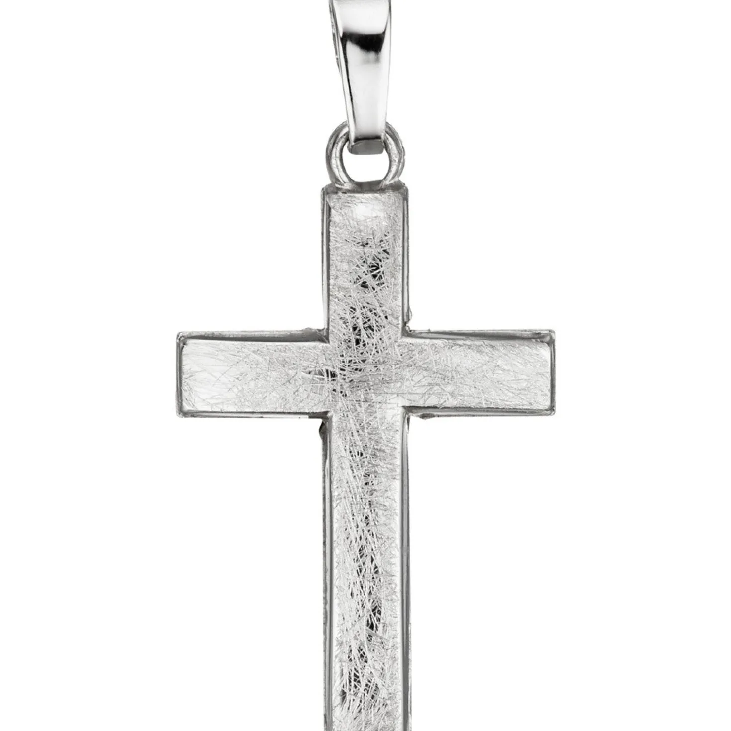 Anhänger Kreuz 23,1x14,1mm aus 585 Gold Weißgold eismatt Halsschmuck