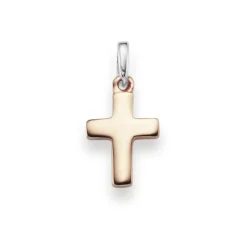 Anhänger Kreuz 20x9,5mm aus 585 Gold Weißgold & Rotgold bicolor schlicht
