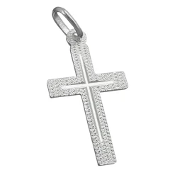 Anhänger Kreuz 23x13mm aus 925 Sterling Silber diamantiert schlicht