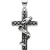 Anhänger Kreuz 46,5x27,5mm mit Schlange aus Edelstahl geschwärzt Unisex