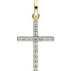 Anhänger Kreuz 19x11,7mm mit weißen Zirkonia, 375 Gold Gelbgold Goldkreuz