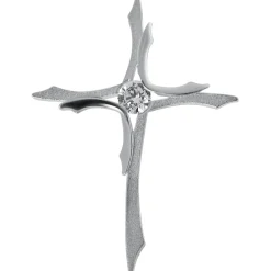 Anhänger Kreuz 25,7x18,5mm 925 Silber teil-matt mit Zirkonia Kreuzanhänger