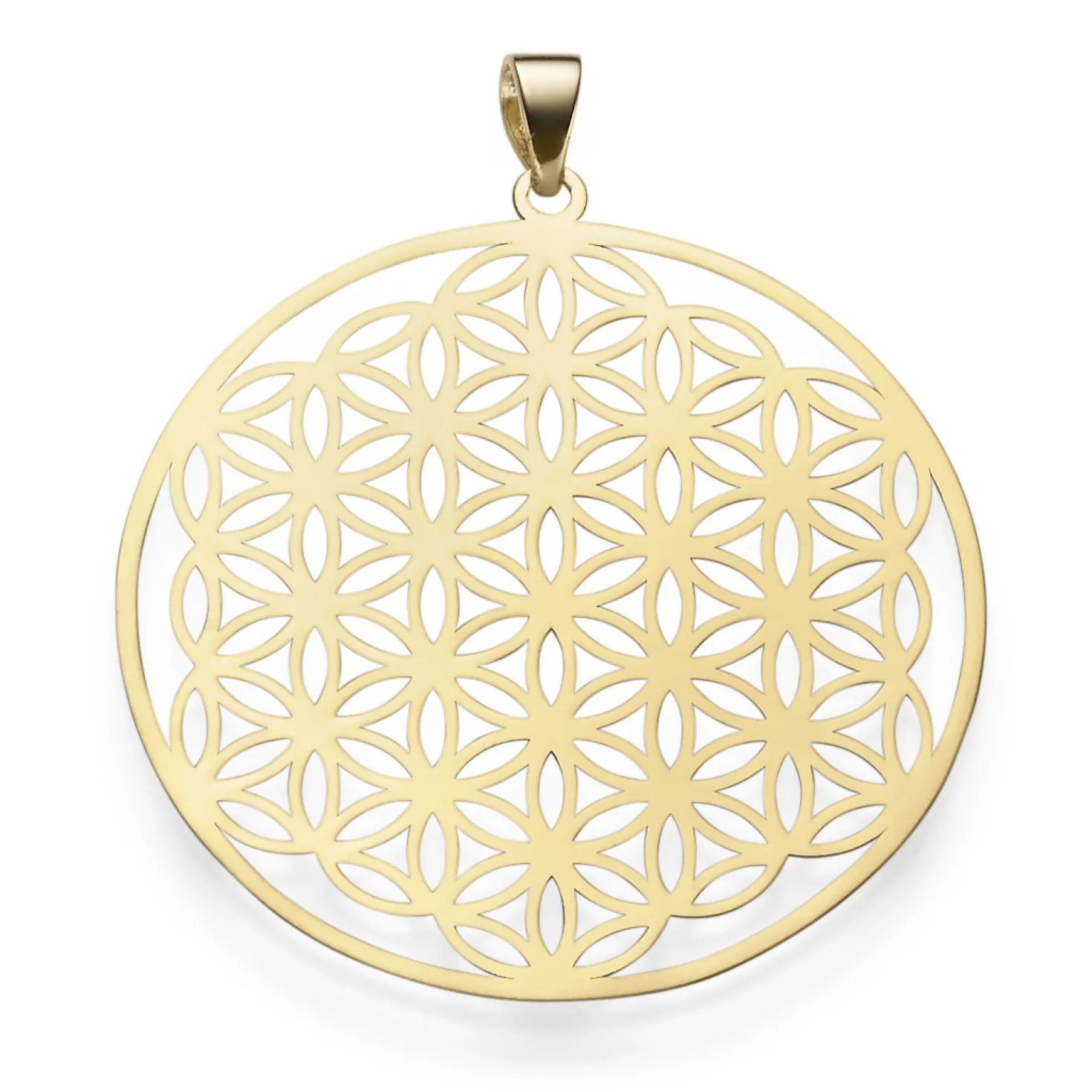 Anhänger Lebensblume mit Ornament Ø35mm 585 Gold Gelbgold rund Halsschmuck