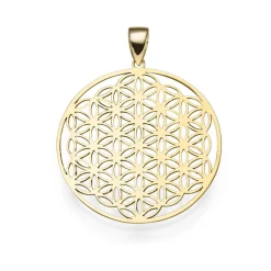 Anhänger Lebensblume mit Ornament 24,5mm 585 Gold Gelbgold rund Halsschmuck