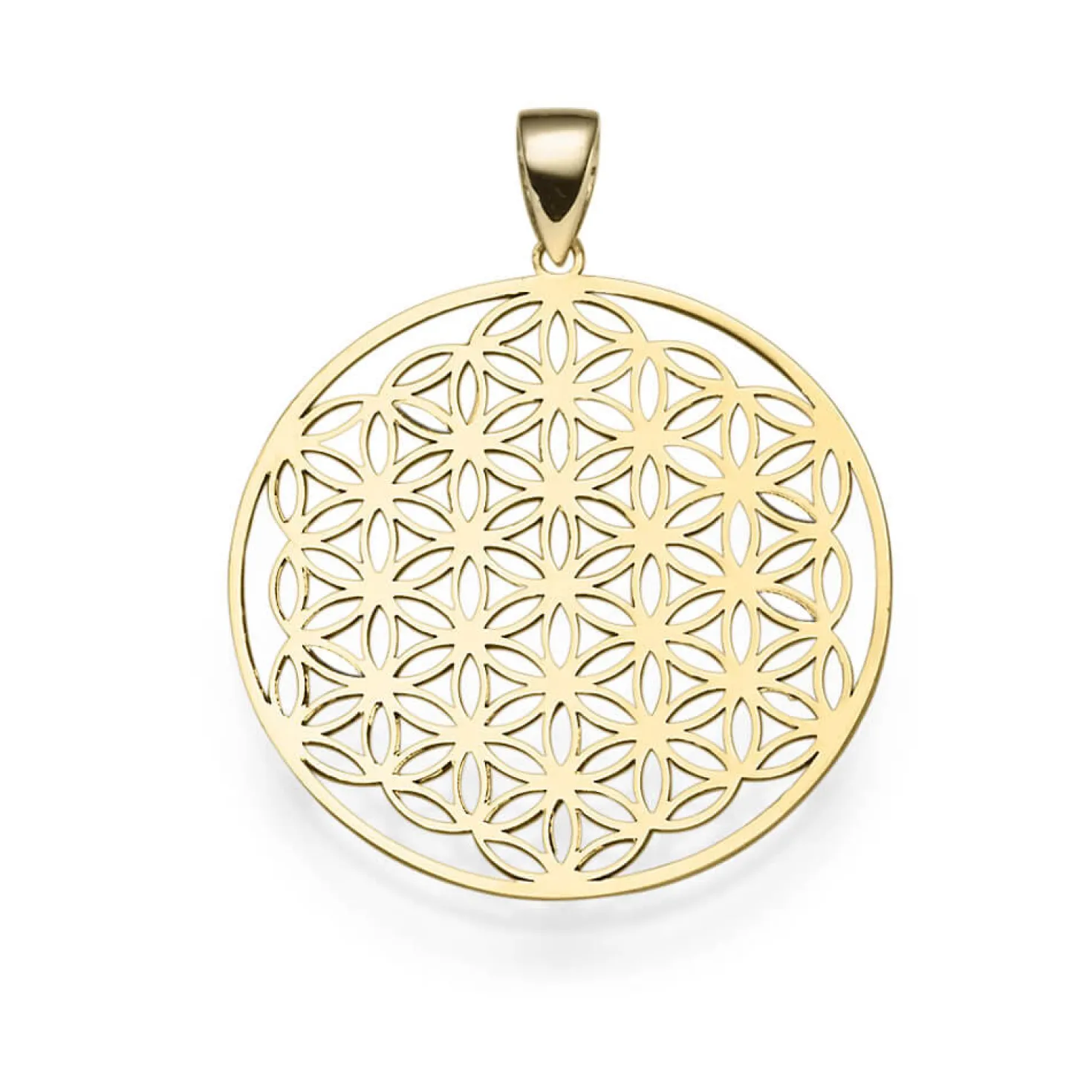 Anhänger Lebensblume mit Ornament 24,5mm 585 Gold Gelbgold rund Halsschmuck