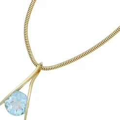 Anhänger mit Blautopas Topas himmelblau hellblau 375 Gold Gelbgold Damen