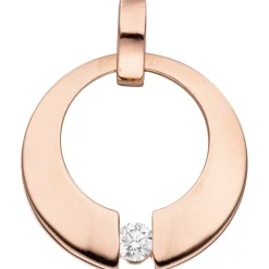 Anhänger mit Diamant 0.08Ct W/SI Brillant 585 Gold Rotgold kreisförmig rund