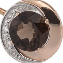 Anhänger mit 3 Diamanten 0.015Ct Brillanten & Rauchquarz braun 585 Gold Rotgold