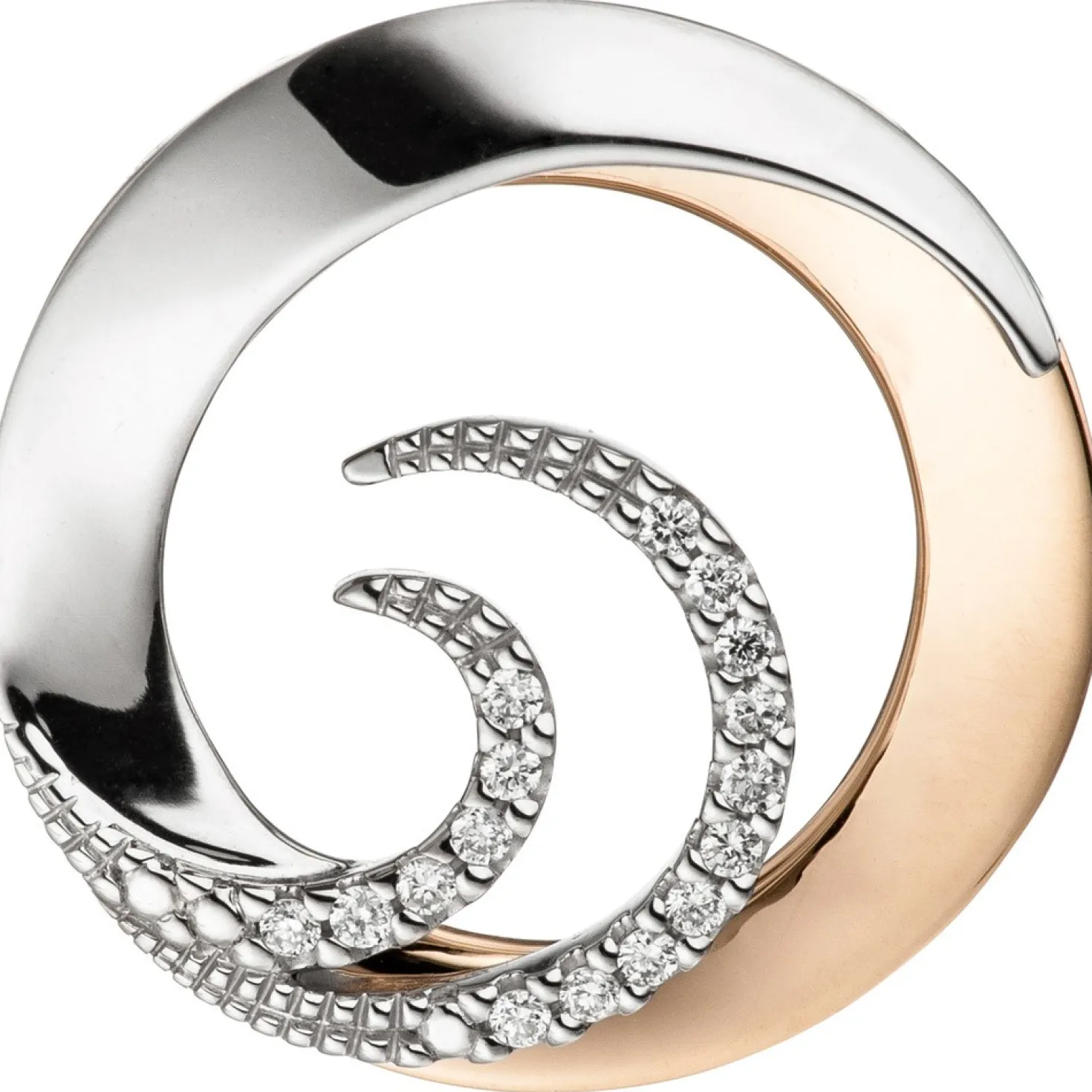 Anhänger mit 16 Diamanten 0.08Ct 585 Gold Weißgold & Rotgold rund