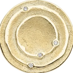 Anhänger mit 4 Diamanten 0.04Ct W/SI Brillanten 585 Gold Gelbgold matt rund
