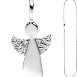 Anhänger mit Halskette Engel Schutzengel mit Zirkonia 925 Silber 42cm für Kinder