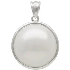 Anhänger mit Perle Muschelkernperle 18mm weiß rund schlicht 925 Silber Damen