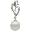 Anhänger mit Perle weiß Muschelkernperle 14mm & Zirkonia 925 Silber Damen