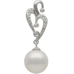 Anhänger mit Perle weiß Muschelkernperle 14mm & Zirkonia 925 Silber Damen