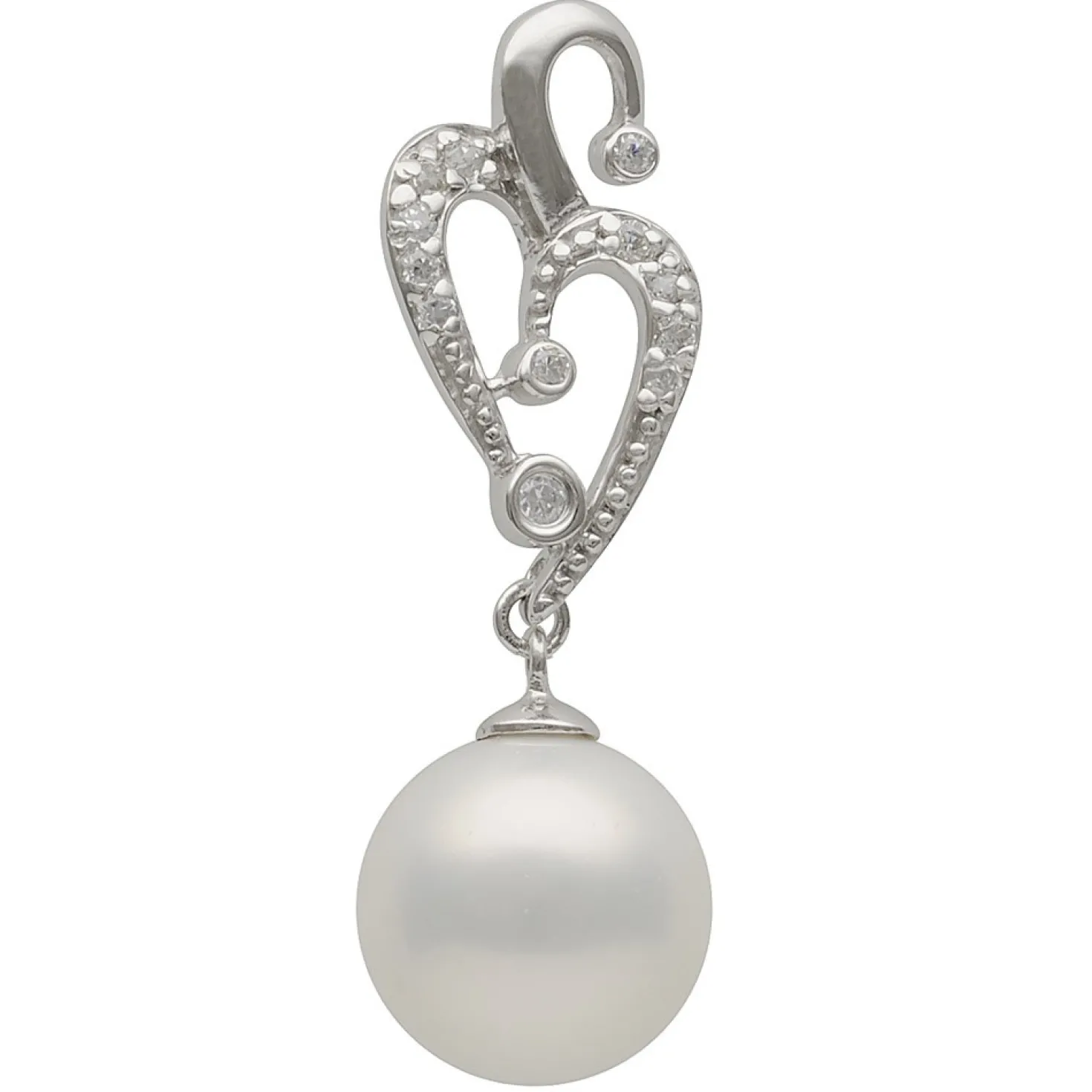 Anhänger mit Perle weiß Muschelkernperle 14mm & Zirkonia 925 Silber Damen