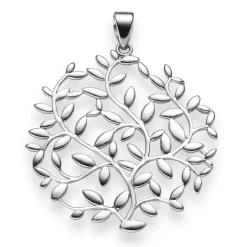 Anhänger mit Ranken Ornament Olivenzweig 34x28mm aus 585 Gold Weißgold