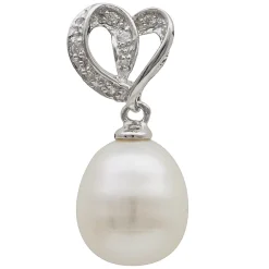 Anhänger mit Süßwasser Perle 13mm weiß & Zirkonia 925 Silber Damen
