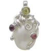 Anhänger mit Süßwasser Perle 10x15mm & Turmalin & Peridot 925 Silber Damen
