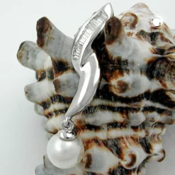 Anhänger mit Süßwasser Zuchtperle 7mm & längliche Zirkonia 925 Silber