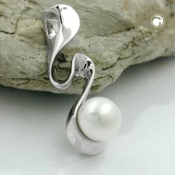 Anhänger mit Süßwasser Zuchtperle 6mm weiß 925 Silber rhodiniert